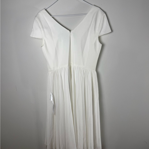 Dress the Population Corey Chiffon Fit & Flare Off White Midi Dress Grad NWT - Picture 5 of 14